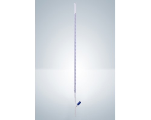 Бюретка Hirschmann 10 : 0,02 мл, класс AS, с линией Шеллбаха, светлое стекло, синяя градуировка, клапанный PTFE кран